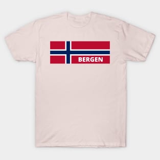 Bergen City in Norwegian Flag T-Shirt